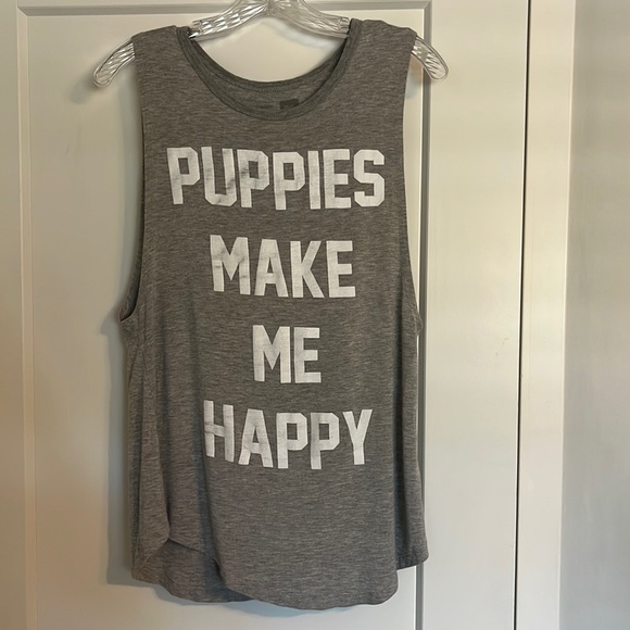 Puppies Make Me Happy Muscle Tank Top - Picture 1 of 4